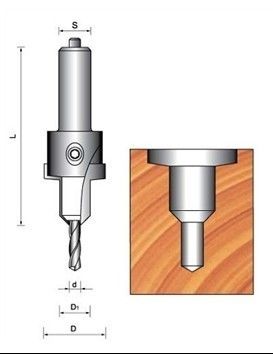 TCT บิต Countersink สีแดง (LH) หรือสีดำ (RH) สีพื้นผิวที่ทาสี